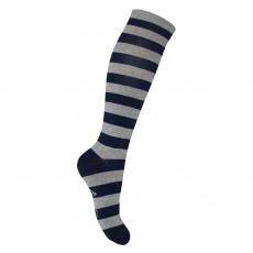 Mark Todd Women's Argyle & Stripe Twin Pack Long Socks (Navy & Grey)