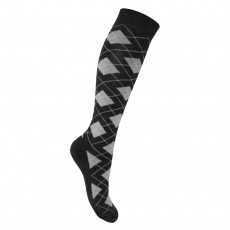 Mark Todd Women's Argyle & Stripe Twin Pack Long Socks (Black & Grey)