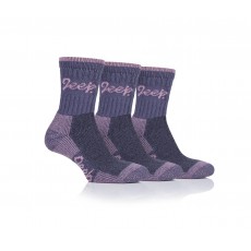 Jeep Ladies Luxury Cushion Boot Socks (Purple/Rose) 3 Pack