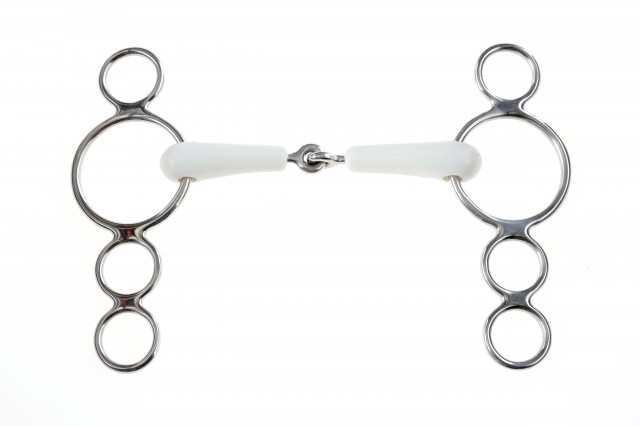 Korsteel Flexi Jointed 3 Ring Dutch Gag Bit (Ivory)