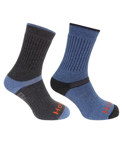Hoggs of Fife Unisex Tech Active Socks - Twin Pack (Charcoal/Denim)
