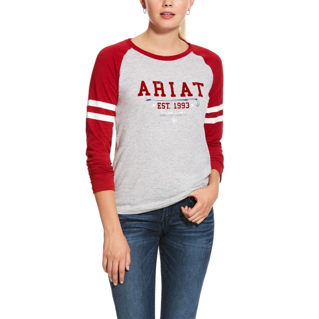 Ariat Women's Logo Flock Long Sleeve T-Shirt (Heather Grey)